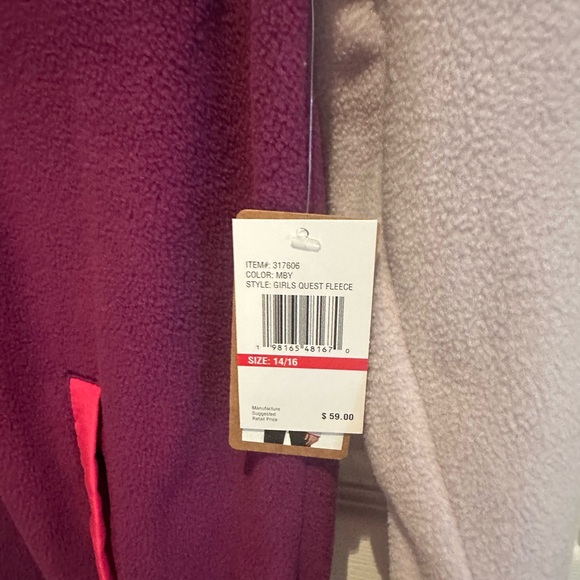 NWT - Eddie Bauer Magenta and Light Pink Fleece Pullover - Picture 2 of 2
